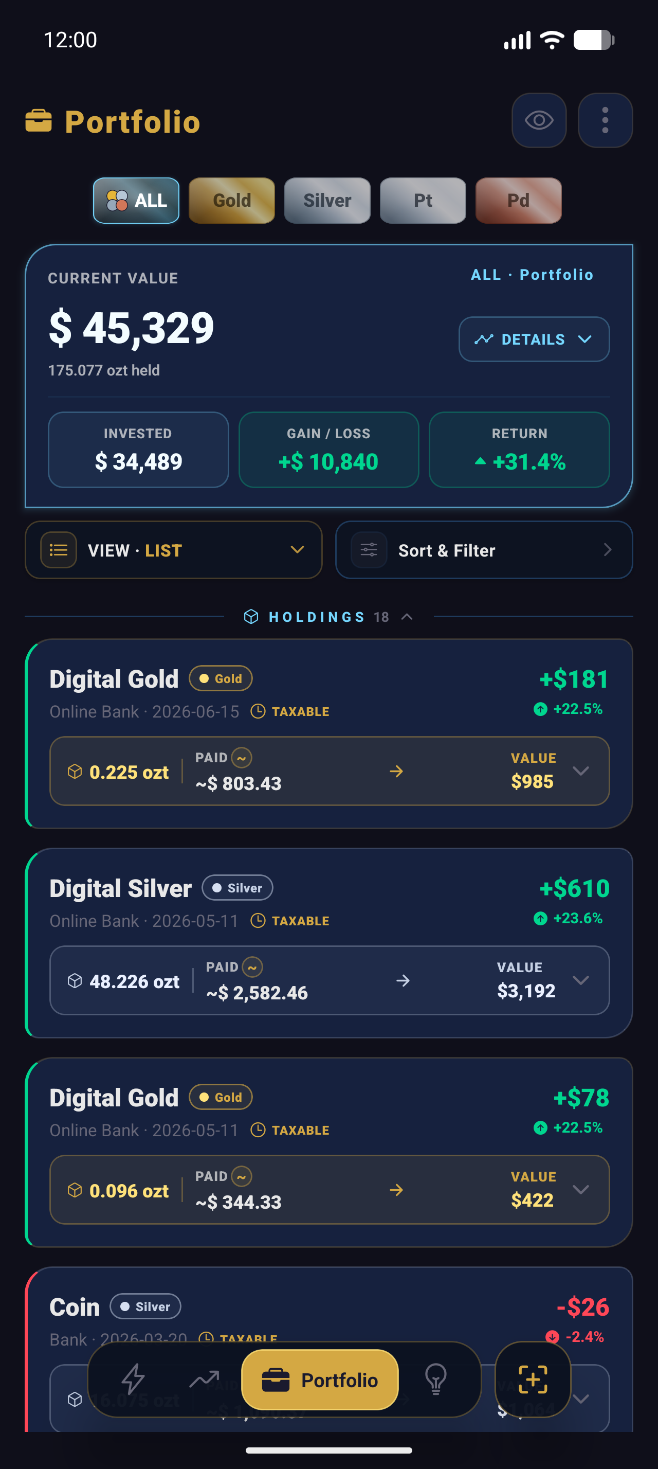 Portfolio Screen