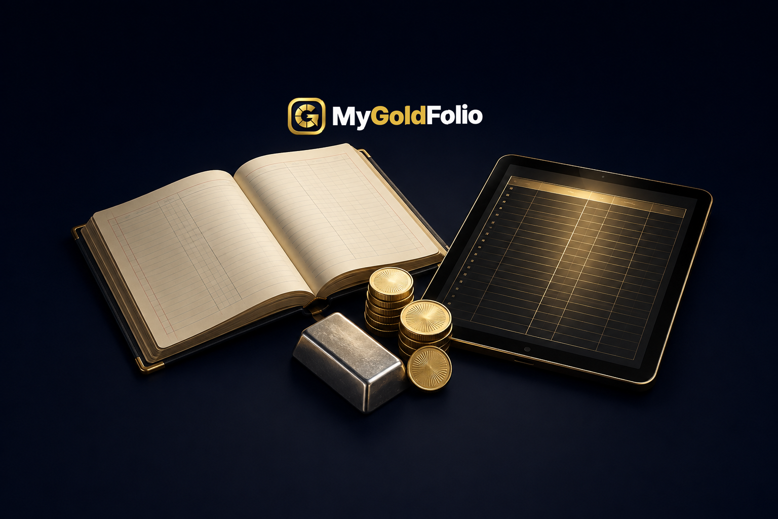 A paper ledger beside Gold and Silver bars